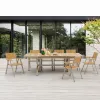 Modern Design Outdoor Dining Table Chair Set Waterproof Durable UV-resistant Plastic Wood Outdoor Furniture 7-seater Portable
