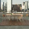Modern Design Outdoor Dining Table Chair Set Waterproof Durable UV-resistant Plastic Wood Outdoor Furniture 7-seater Portable