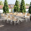 Modern Design Outdoor Dining Table Chair Set Waterproof Durable UV-resistant Aluminum Poly Wood Construction for Living Room Use