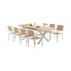 Modern Design Outdoor Dining Table Chair Set Waterproof Durable UV-resistant Aluminum Poly Wood Construction for Living Room Use
