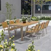 Modern Design Outdoor Dining Table and Chair Set Waterproof Durable Aluminum and Poly Wood 7 Seater for Living Room Park Use