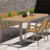 Modern Design Outdoor Dining Table and Chair Set Waterproof Durable Aluminum and Poly Wood 7 Seater for Living Room Park Use