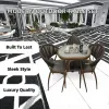 Modern Design Outdoor Dining Table with Durable Aluminum Frame Rock Slab Wicker Construction for Hotel Park Villa Courtyard Use