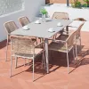 Modern Design Outdoor Slab Panel Table Dining Set Aluminum Alloy Chairs Weather-Resistant Durable Aluminum Frame Waterproof