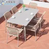 Modern Design Outdoor Slab Panel Table Dining Set Aluminum Alloy Chairs Weather-Resistant Durable Aluminum Frame Waterproof