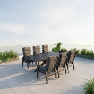 Modern Dinning Table Chairs Aluminum Outdoor Sofa Set Weather-Resistant and Waterproof for Garden Patio Balcony Dining Living