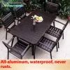 Modern Durable All Aluminum Alloy Outdoor Furniture Table Chair Set Waterproof Cushion for Courtyard Villa Garden Leisure Use