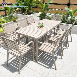 Modern Durable Aluminum Alloy Outdoor Furniture Table Chair Set Waterproof Cushion Non-Foldable 1 Year Warranty-Youyue Brand