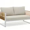 Modern Durable Aluminum Frame Outdoor Dining Furniture Set Cushions Pillows Teak Tabletop Eco-Friendly Villa Living Room