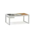 Modern Durable Aluminum Frame Outdoor Dining Furniture Set Cushions Pillows Teak Tabletop Eco-Friendly Villa Living Room