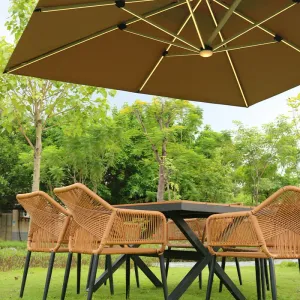 Modern Durable Aluminum Frame 2-Seater Courtyard Outdoor Table Chair Set Custom Umbrella Combination PE Rattan Furniture