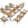 Modern Durable Aluminum Frame 2-Seater Courtyard Outdoor Table Chair Set Custom Umbrella Combination PE Rattan Furniture