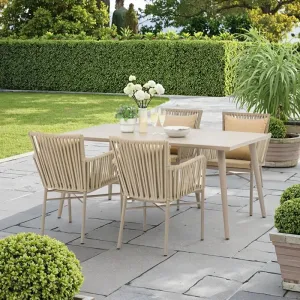 Modern Durable Aluminum Outdoor Furniture Set Warm Tones Sofa Chairs 4-Piece Aluminum Table Living Room Courtyard Garden Weather