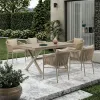 Modern Durable Aluminum Poly Wood Weather Resistant Outdoor Dining Furniture Set Comfortable 4-Person Sofa Chairs Living Room