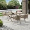 Modern Durable Aluminum Poly Wood Weather Resistant Outdoor Dining Furniture Set Comfortable 4-Person Sofa Chairs Living Room