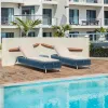Modern Durable Aluminum Rope Weaving Outdoor Sun Lounger Set with Pool Table Sun Bed for Courtyard Park Use UV Resistant