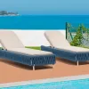 Modern Durable Aluminum Rope Weaving Outdoor Sun Lounger Set with Pool Table Sun Bed for Courtyard Park Use UV Resistant