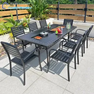 Modern Durable Metal All Aluminum Alloy Panel Outdoor Tables Waterproof Garden Leisure Furniture for Courtyard Villa Youyue HW9