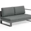 Modern Durable Modular Corner Sofa with Cushions and Backrests Plus Coffee Table Set Teak Aluminum for Outdoor and Home Use