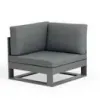 Modern Durable Modular Corner Sofa with Cushions and Backrests Plus Coffee Table Set Teak Aluminum for Outdoor and Home Use