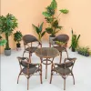 Modern Durable Outdoor Aluminum Alloy Panel Dining Table Stackable French Bistro Chairs Quick-Dry Cushion Patio Garden Courtyard