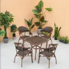 Modern Durable Outdoor Aluminum Alloy Panel Dining Table Stackable French Bistro Chairs Quick-Dry Cushion Patio Garden Courtyard