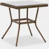 Modern Durable Outdoor Aluminum Alloy Panel Dining Table Stackable French Bistro Chairs Quick-Dry Cushion Patio Garden Courtyard