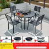 Modern Durable Outdoor Cast Aluminum Courtyard Set with Carbon Oven Barbecue Table and Chair for Courtyard Barbecues