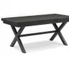 Modern Durable Outdoor Dining Furniture Set Wooden Color Extendable Table Sling Chair Aluminum Weather Resistant Bedroom Garden