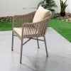 Modern Durable Outdoor Dining Table Set with Weatherproof Aluminum Frame and Stylish Rope Chairs for Garden Courtyard Use