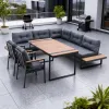Modern Durable Outdoor Furniture Set Grey Sectional Sofa Aluminum Table Chairs Dining Garden Leisure Living Room Courtyard Hotel