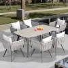 Modern Durable Outdoor Leisure Aluminum Alloy Panel Table Chair Combination Waterproof Cushion Sunscreen Courtyard Garden Rock