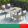 Modern Durable Outdoor Leisure Aluminum Alloy Panel Table Chair Combination Waterproof Cushion Sunscreen Courtyard Garden Rock