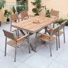 Modern Durable Outdoor Metal Solid Wood Furniture Set Waterproof Cushions Sun Protection Courtyard Terrace Balcony Villa 2-Year