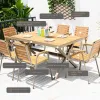 Modern Durable Outdoor Metal Solid Wood Furniture Set Waterproof Cushions Sun Protection Courtyard Terrace Balcony Villa 2-Year