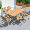 Modern Durable Outdoor Metal Solid Wood Furniture Set Waterproof Cushions Sun Protection Courtyard Terrace Balcony Villa 2-Year