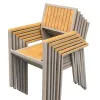 Modern Durable Outdoor Metal Solid Wood Furniture Set Waterproof Cushions Sun Protection Courtyard Terrace Balcony Villa 2-Year