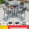 Modern Durable Outdoor Multi-Functional BBQ Table Chair Set Electric Carbon Grilling Cast Aluminum Hot Pot Smokeless Courtyard