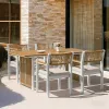 Modern Durable Outdoor Rattan Furniture Set with Aluminum Frame Chair Backrest Cushion Faux Wood Tabletop Rattan Legs