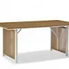 Modern Durable Outdoor Rattan Furniture Set with Aluminum Frame Chair Backrest Cushion Faux Wood Tabletop Rattan Legs