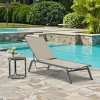 Modern Durable Pool Outdoor Furniture Teslin Fabric Sun Lounger and Side Coffee Table Set for Courtyard Villa Park Beach Use
