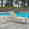 Modern Durable Pool Outdoor Furniture Teslin Fabric Sun Lounger and Side Coffee Table Set for Villa Courtyard Park Use
