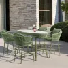 Modern Durable Rope Weaving Aluminum Outdoor Dining Bar Set 106cm Table 114cm Chairs 4-Piece Patio Garden Terrace Courtyard