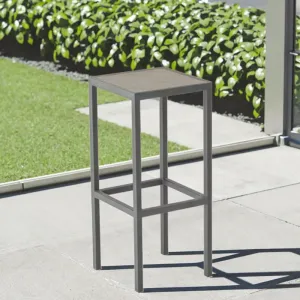Modern Durable Stable Commercial Aluminum Frame Bar Stool with Detachable Faux Wood Seat for Hotel Outdoor Dining Kitchen Use
