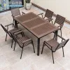 Modern Durable Waterproof and Anti-Corrosive Solid Wood Outdoor Tables and Chairs for Courtyard Garden Cafe or Leisure Dining