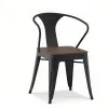 Modern European-style Outdoor Dining Chair with Hollow Back Design Lightweight Durable Aluminum Frame Waterproof Faux Wood Seat