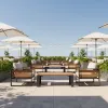 Modern Foldable Aluminum Outdoor Sofa Set with Panel Design 7-Person Capacity for Garden Courtyard Hotel Use