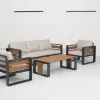 Modern Foldable Aluminum Outdoor Sofa Set with Panel Design 7-Person Capacity for Garden Courtyard Hotel Use