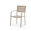 Modern Full Aluminum Outdoor Dining Set 4-Piece Three-Slat Back Armchairs Horizontal Slat Four-Leg Square Table Living Room Park
