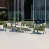 Modern Green Aluminum Wicker Comfortable Outdoor Furniture Set Sofa Chairs Coffee Table Dining Hotel Use Patio Garden Terrace